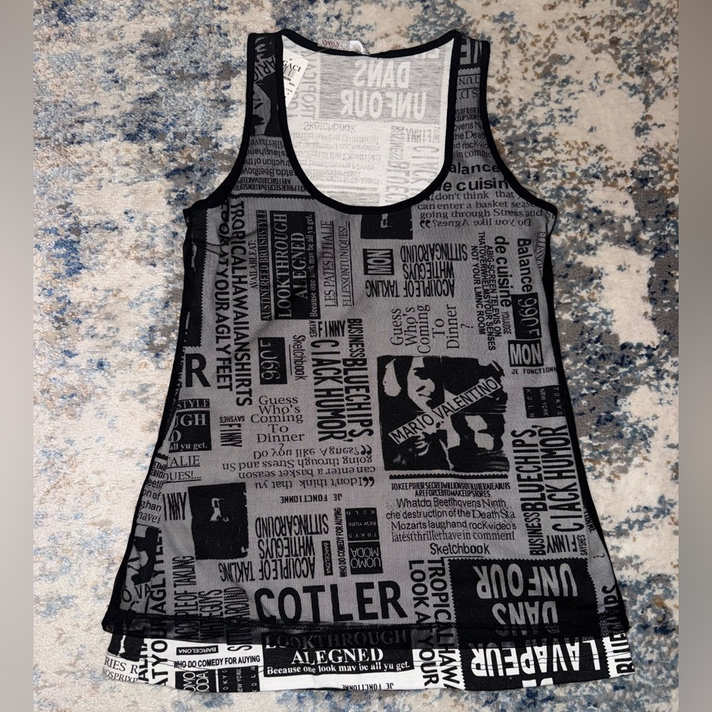 Graphic Print Women's Tank Top in Black and Gray